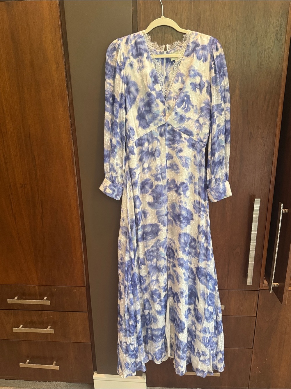 Sachin + Babi Blue and White Floral V-Neck Maxi Dress